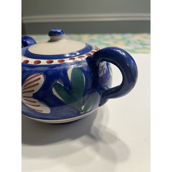 Vietri Solimene FISH 10oz Sugar Bowl w/ Lid Blue Campagna Italy Italian Pottery - Picture 6 of 16